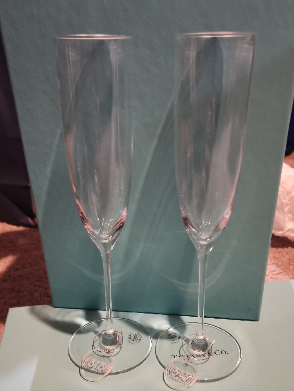 Tiffany & Co. Cristal Champagne Flute  313 Presents with Signature Blue Box